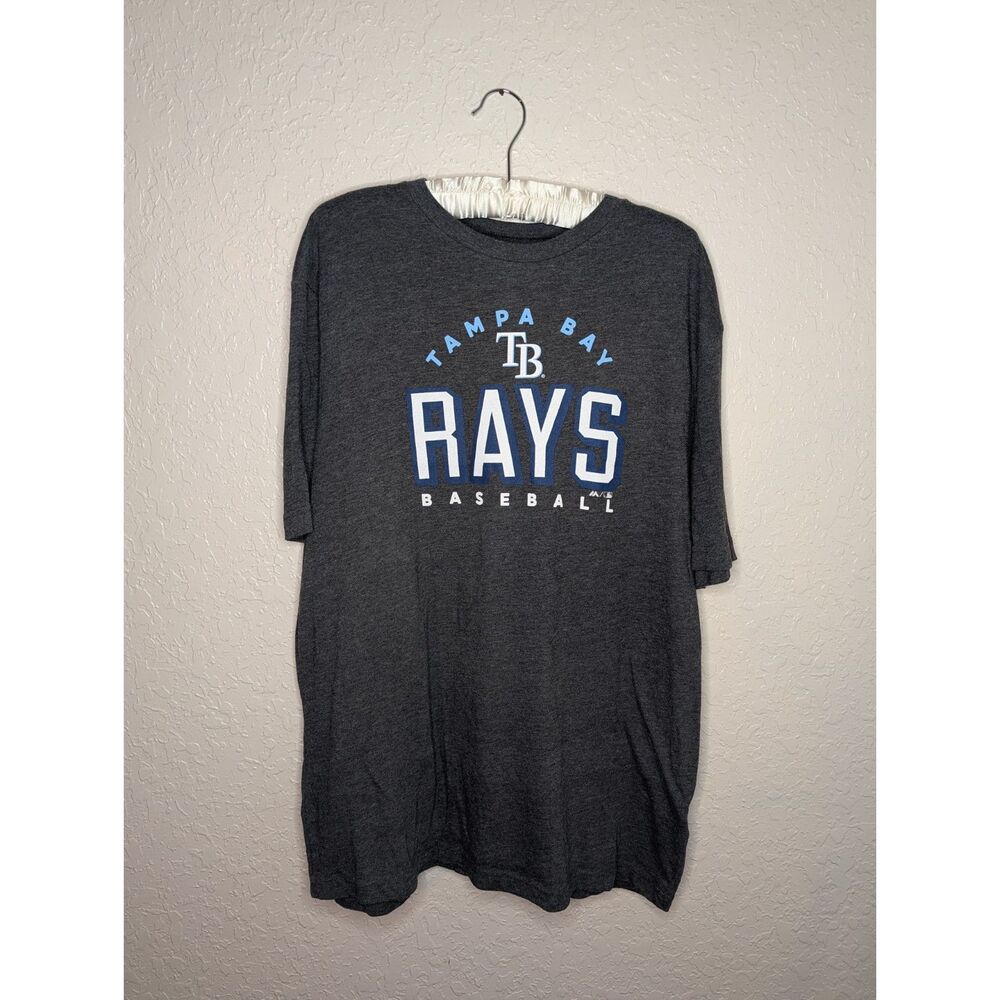 Majestic Tampa Bay Rays Charcoal Grey T-Shirt Short Sleeve Mens XL Extra Large